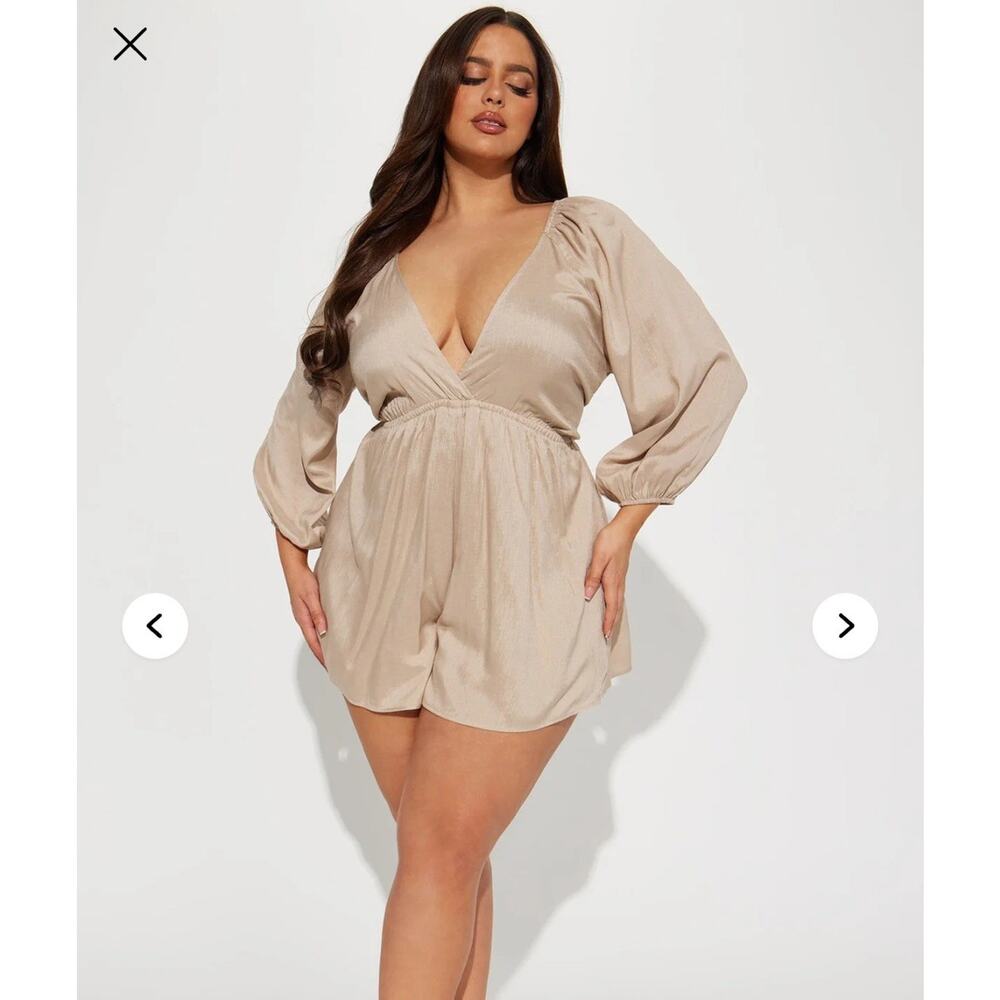 NWT Fashion Nova Beachy Days Romper Beige Size XL